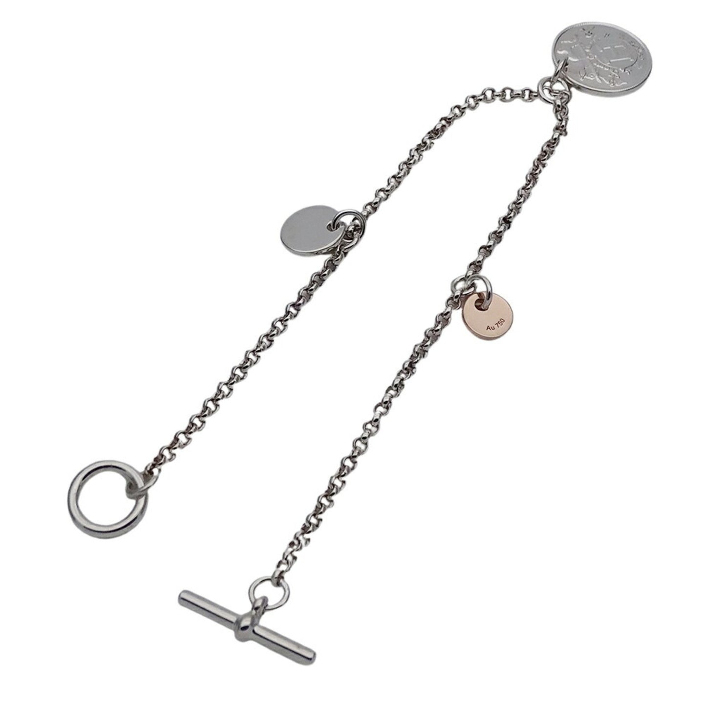 Hermes Hermès Ex Libris PM Bracelet for Women, SV925, 750PG, Silver, Pink Gold, ST Size, Polished