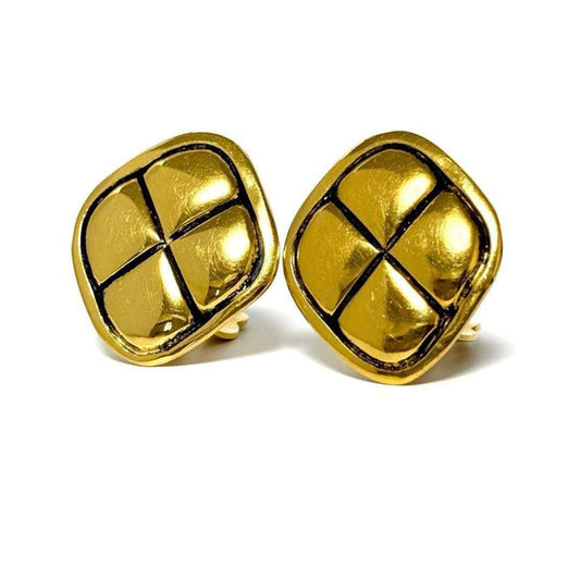 Chanel Women's Vintage Clip Earrings Matelasse