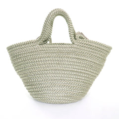BALENCIAGA 695612 Ibiza Small Logo Patch 2-Way Basket Bag, Khaki, with Dust Made in Italy, Women's — Like New