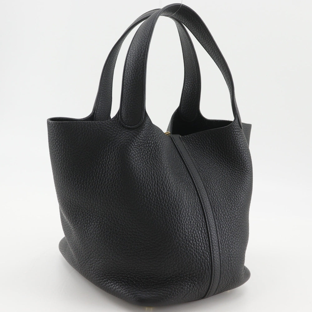 Hermes Picotin Lock 22 MM Handbag, Taurillon Clemence Leather, 2022 Model, Black, U-shaped Belt Buckle, Women's — Like New