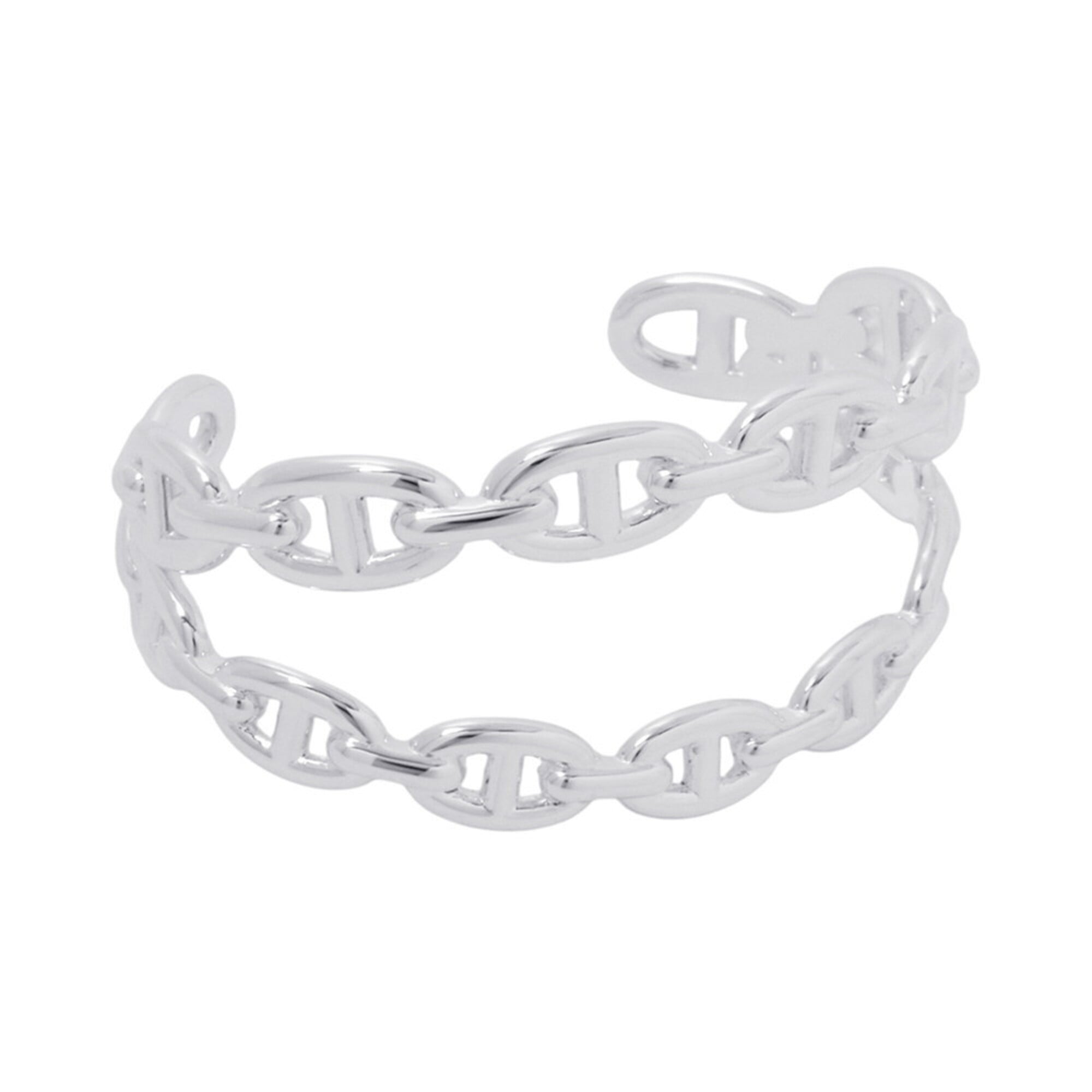 Hermes Chaine d'Ancre Enchainee Double Bracelet, SV925 Silver, Size SH, HERMES Bangle, Enchainee — Like New