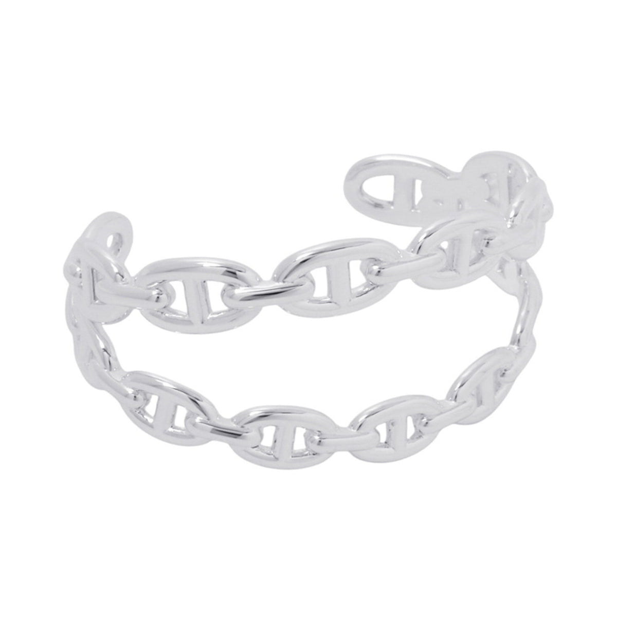 Hermes Chaine d'Ancre Enchainee Double Bracelet, SV925 Silver, Size SH, HERMES Bangle, Enchainee — Like New