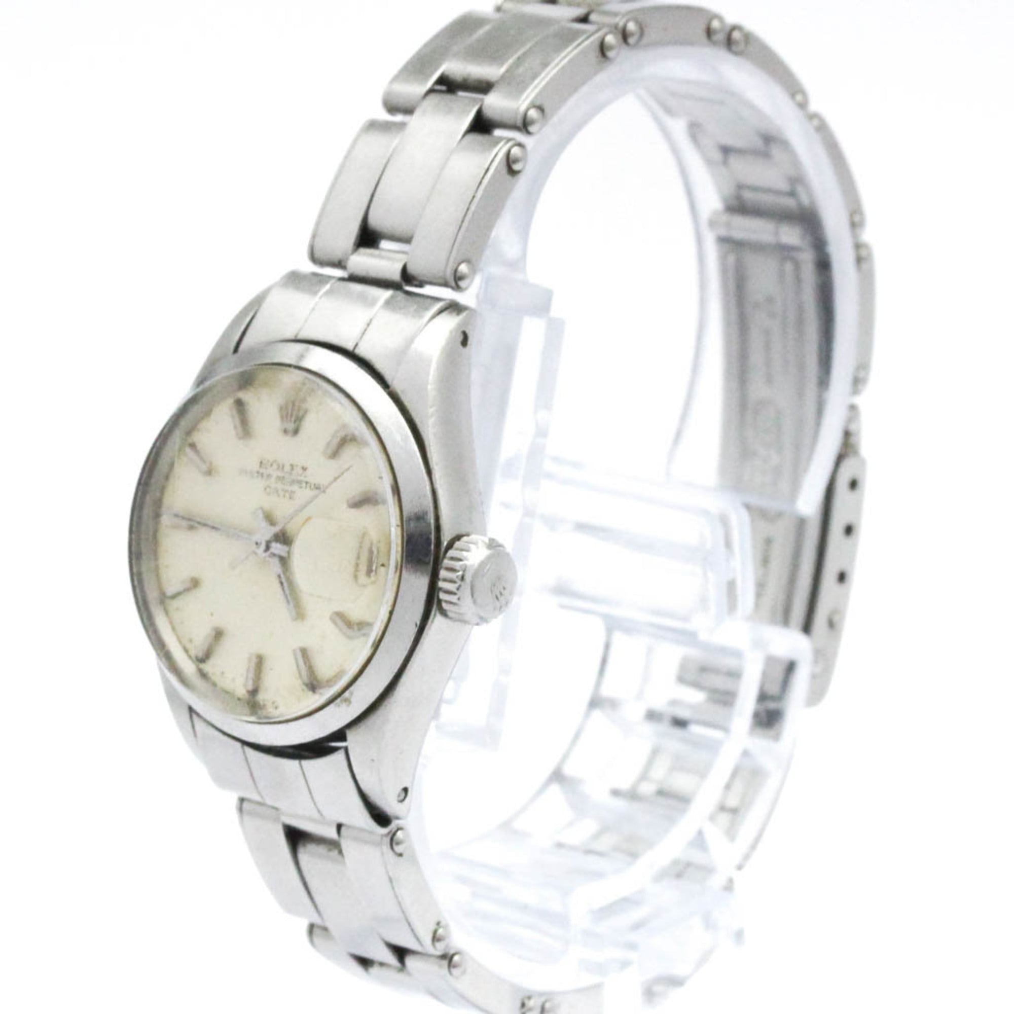 ROLEX Oyster Perpetual Date 6516 Steel Automatic Ladies Watch Vintage — Good