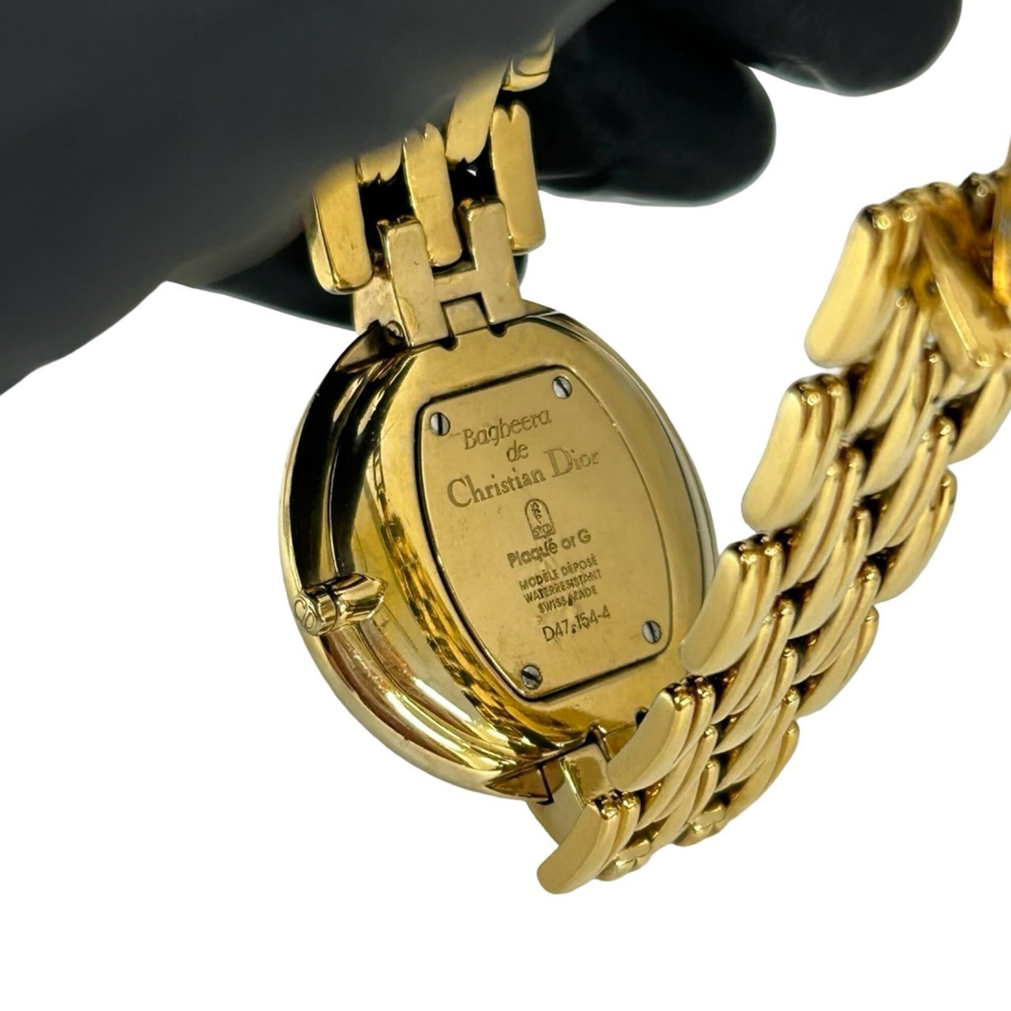 Christian Dior Vintage Baghira GP Quartz Watch Gold Black 38257 — Good