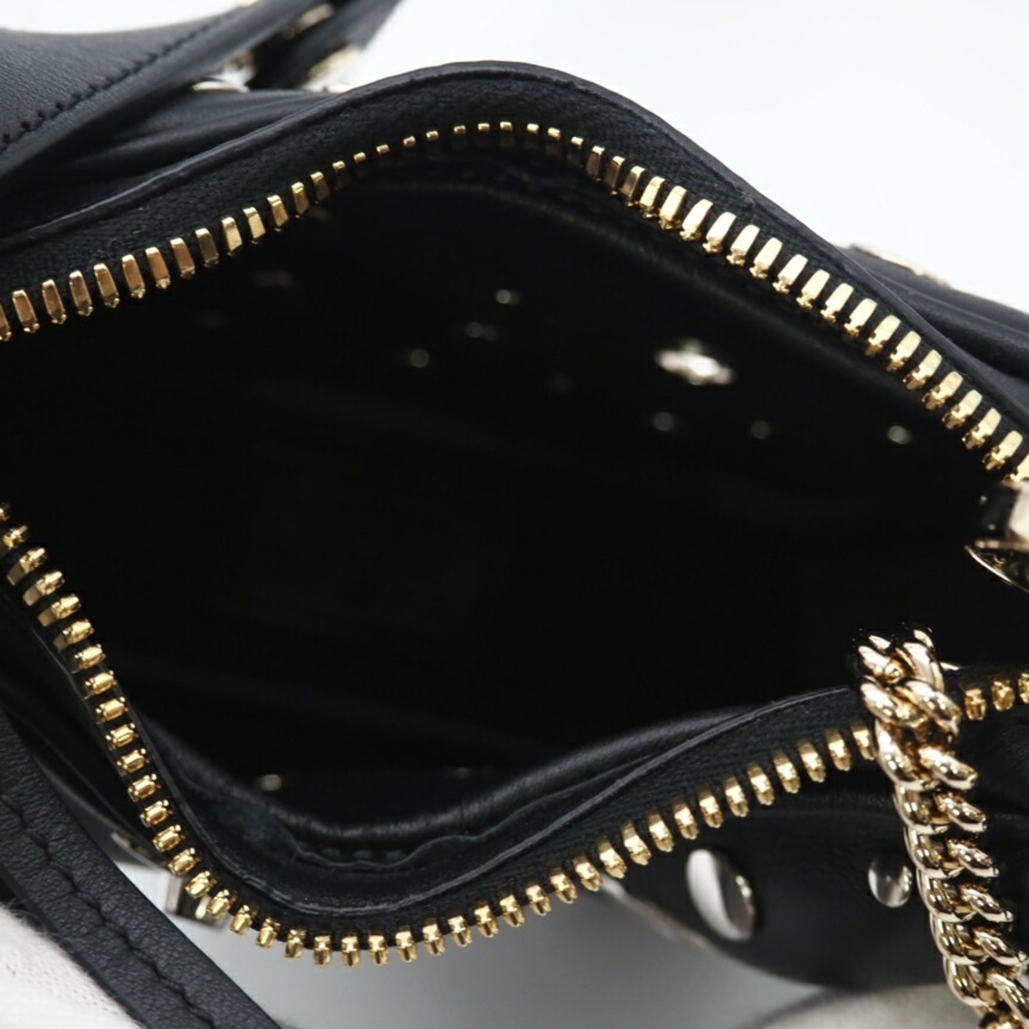 GUCCI Leather Studded Mini 2-Way Shoulder Bag 718512, Gold, Silver, Black Leather, Women's — Like New