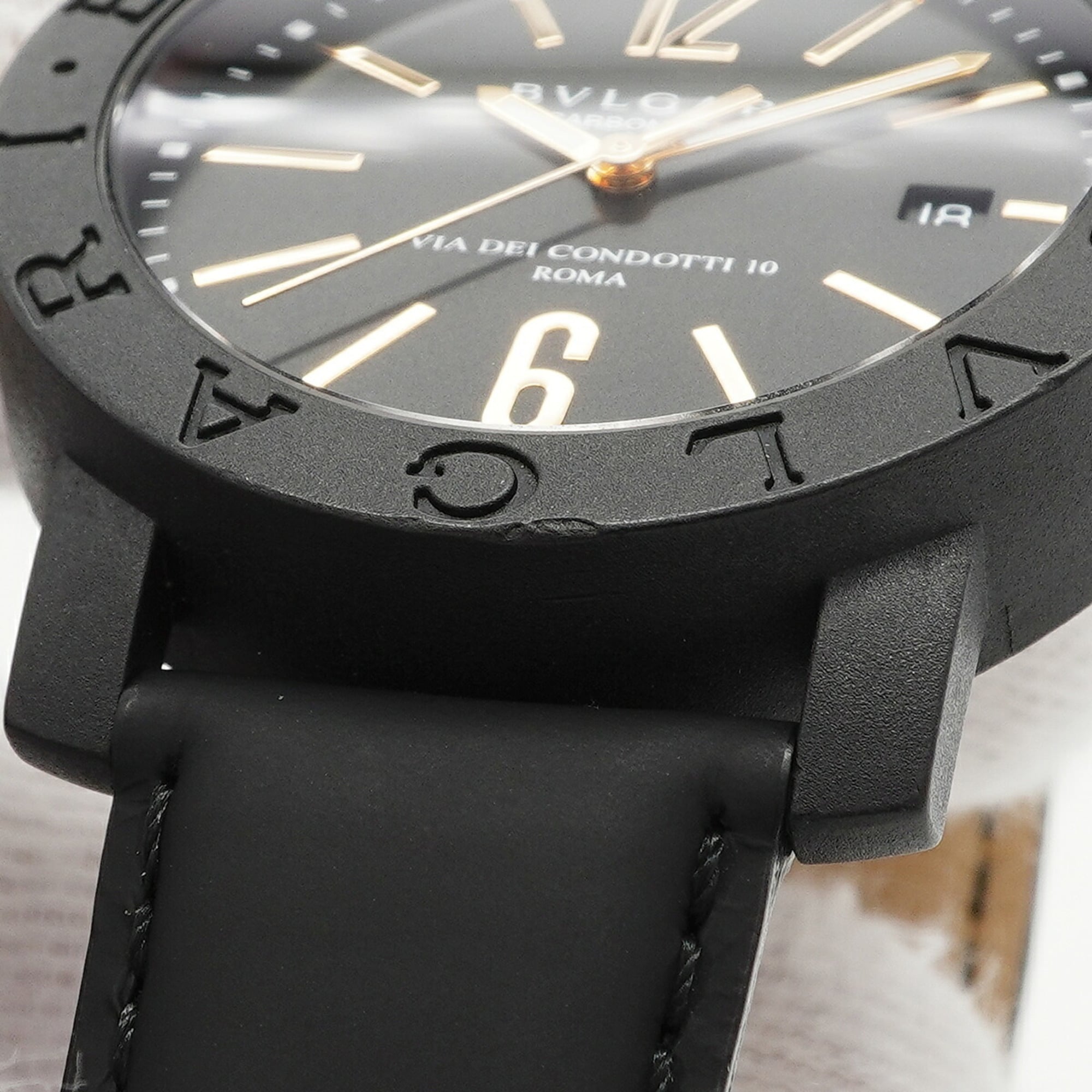 Bvlgari Carbon Gold BB40CL Black Dial Men's Watch — Good