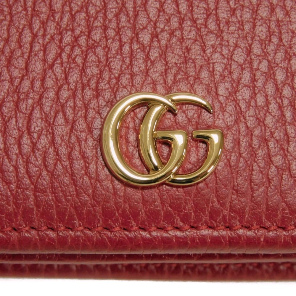 Gucci GG Marmont Chain Logo Calfskin 2-Way Clutch Bag with Double G Design, Red, 497985 CAO0G 6433, Women's — Like New