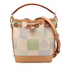 Louis Vuitton Damier Riches Nano Noe Shoulder Bag 2-Way Handbag N40640 Pistachio Green Leather Women's LOUIS VUITTON — Like New