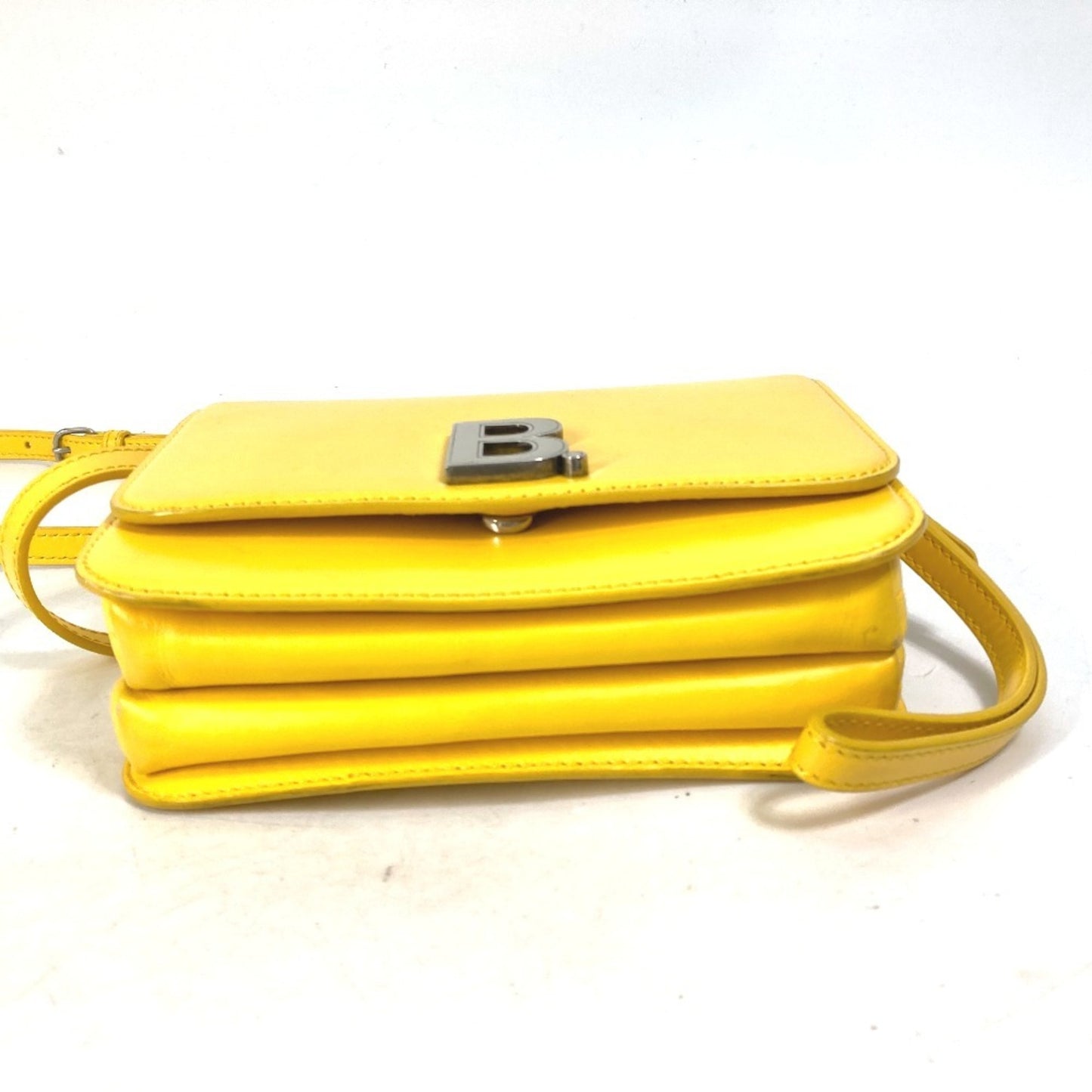 BALENCIAGA 592898 2-Way Clutch Bag with B Logo, Pochette, Shoulder Bag, Leather, Women's, Yellow
