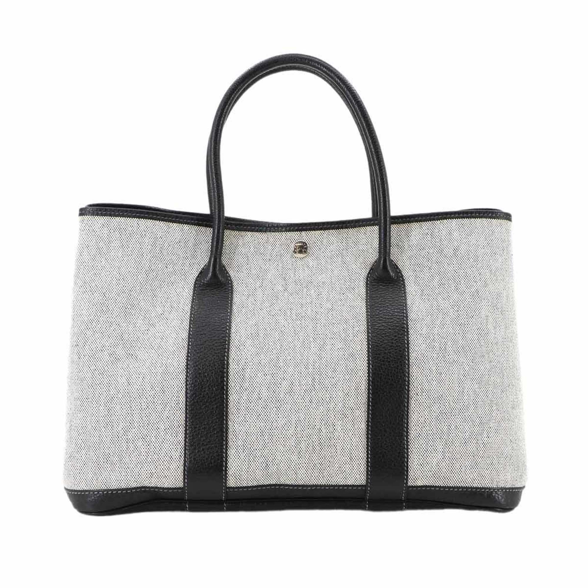 Hermes Hermès Garden Party PM Tote Bag in Toile H Leather (Black and Gray) with G Stamp