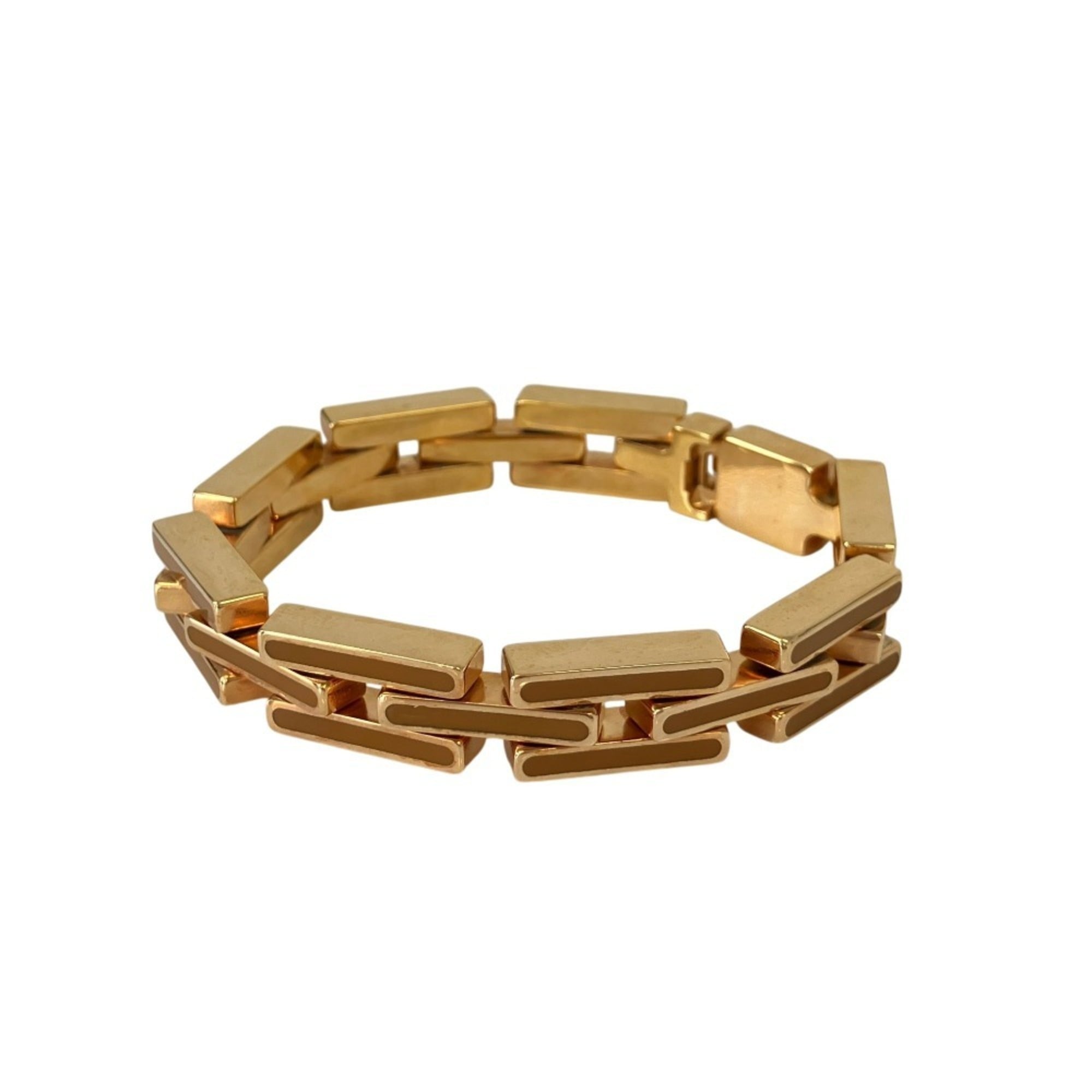 PRADA Metal x Enamel Chain Bracelet, Gold Color, Orange, Men's & Women's — Like New