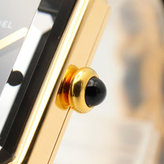 CHANEL Premiere S Watch, Gold-Plated, with Leather Strap, Black, Women's, H0001 — Very Good