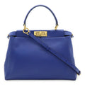 FENDI Peekaboo Regular Handbag/Tote/Shoulder Bag in Blue Leather (8BN226)