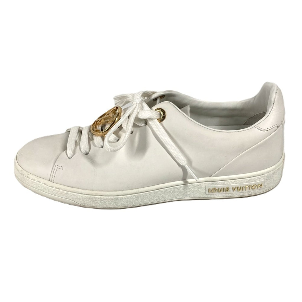LOUIS VUITTON 1A2XOM Monogram Front Row Line Sneakers, Leather, Lace-Up, Women's, White