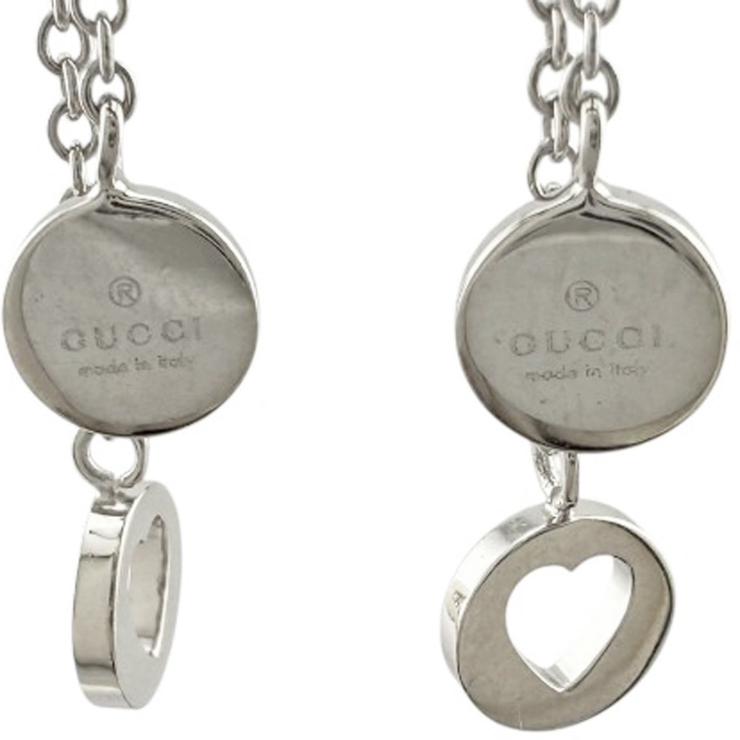 Pre-owned Gucci Swing Drop Logo Heart Earrings, 18k Gold, Women's