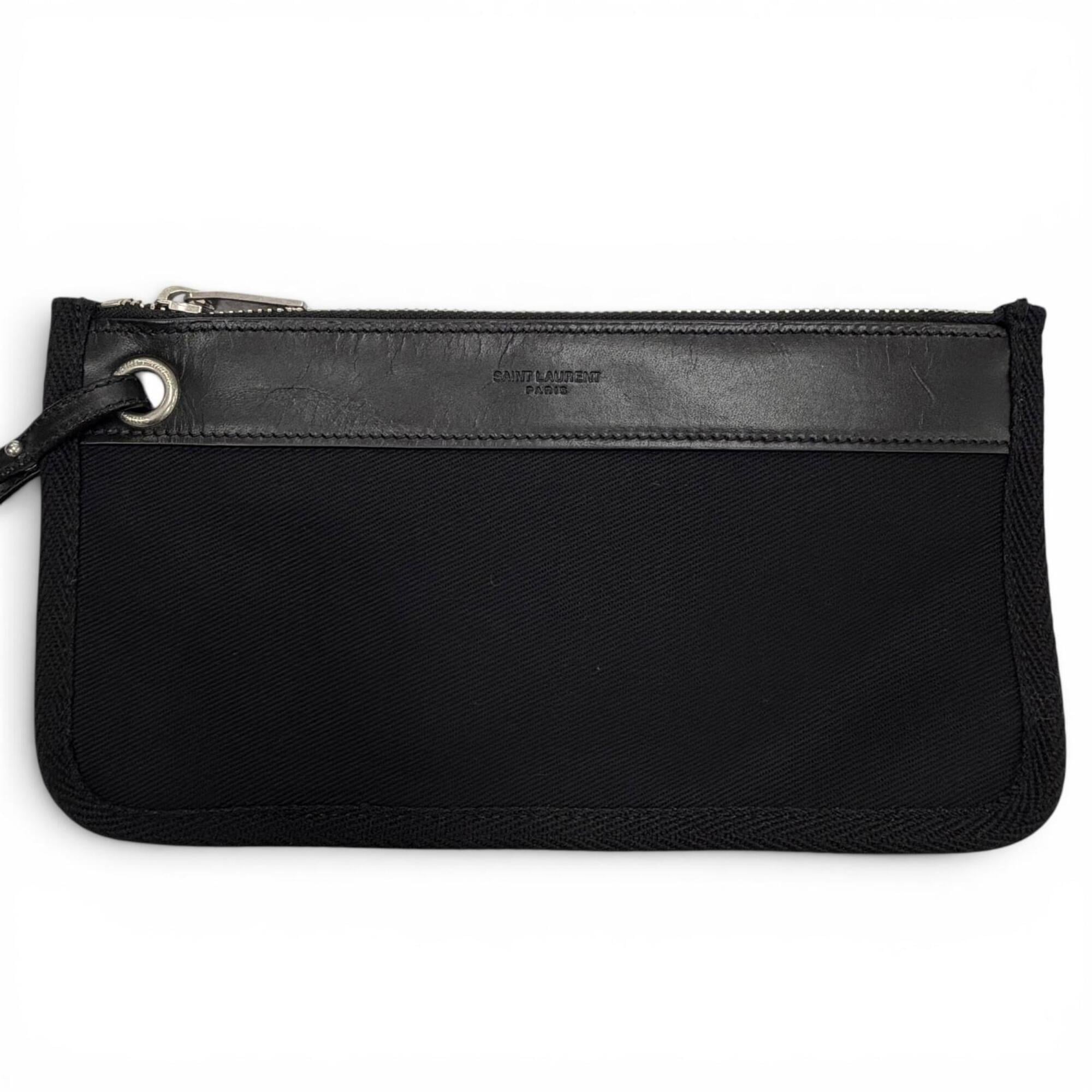 Yves Saint Laurent SAINT LAURENT PARIS 734682 Canvas Leather Rive Gauche Sling Bag with Pouch, One-Shoulder Bag, Black, Made in Italy, Men's, Dust — Like New