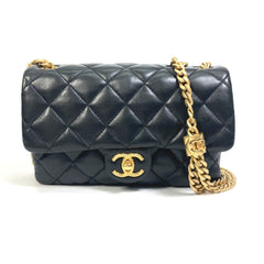 CHANEL AS3393 CC Coco Mark Matelasse Chain Bag Shoulder Lambskin Women's Black — Like New