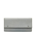 CELINE Large Flap Multi-Function Long Wallet 101673 Grey Leather Women's