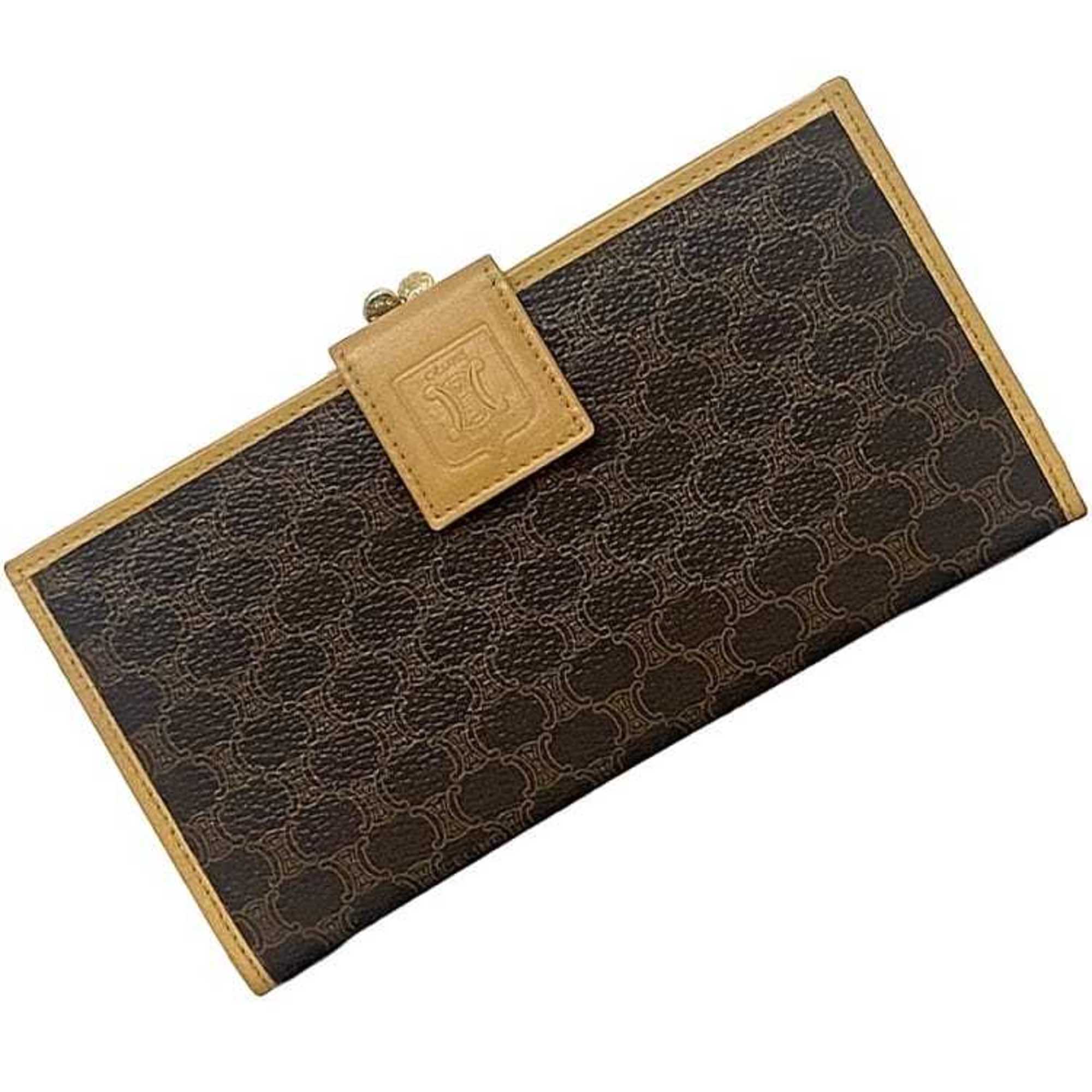 Celine Bi-fold Long Wallet ec-21985 Brown Beige Macadam PVC Leather M13 CELINE Folding