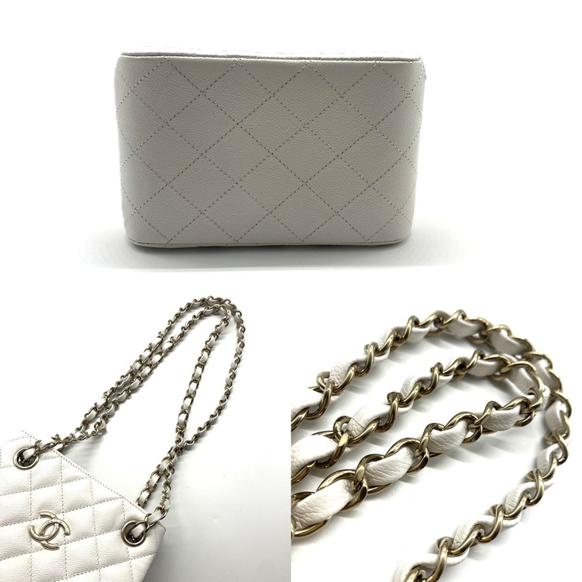 Chanel Matelassé Mini Bucket Chain Shoulder Bag, White, Women's, AS3176 — New - Store Return