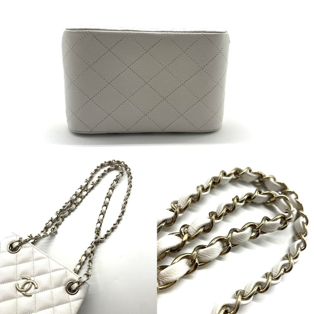 Chanel Matelassé Mini Bucket Chain Shoulder Bag, White, Women's, AS3176 — New - Store Return