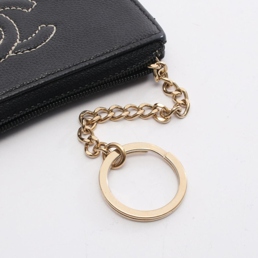 Chanel Coco Mark Wallet with Coin Purse, Grained Calfskin Leather, Women's, Black