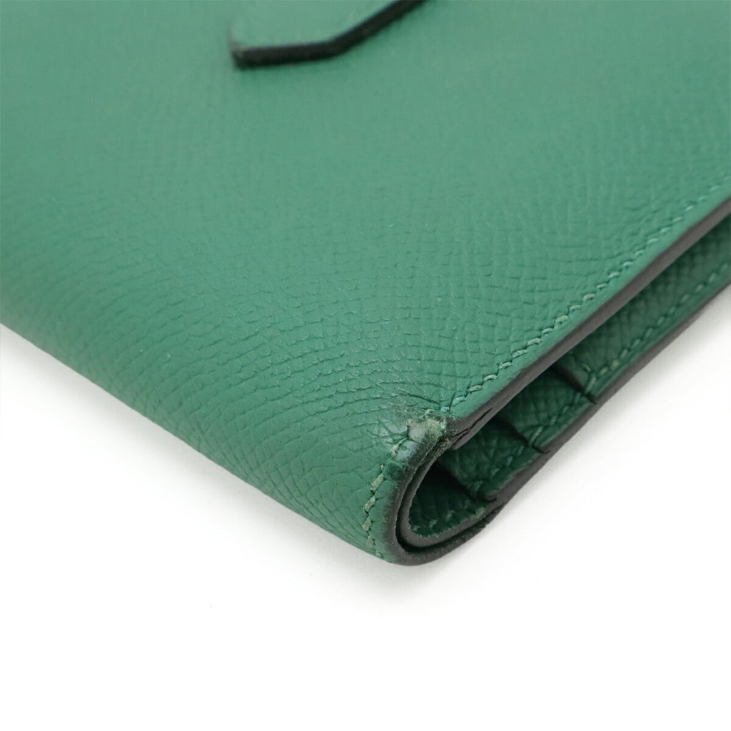 HERMES Bearn Compact Bi-fold Wallet, Epsom Leather, Bamboo, Green, C Stamp