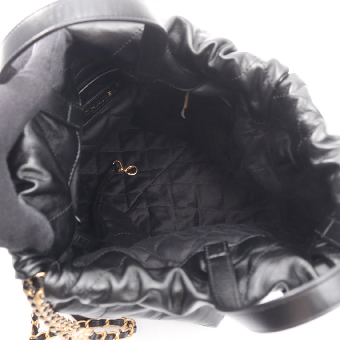 CHANEL 22 Large Backpack, Leather, Women's, Black, AS3313