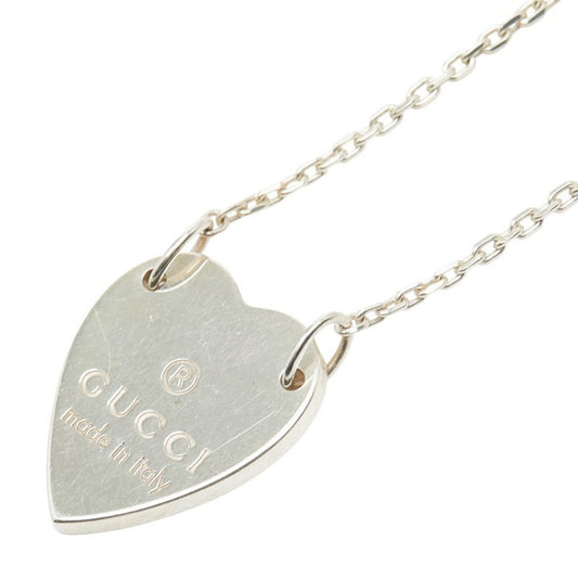 Gucci Trademark Heart Pendant Necklace in Silver SV925 for Women