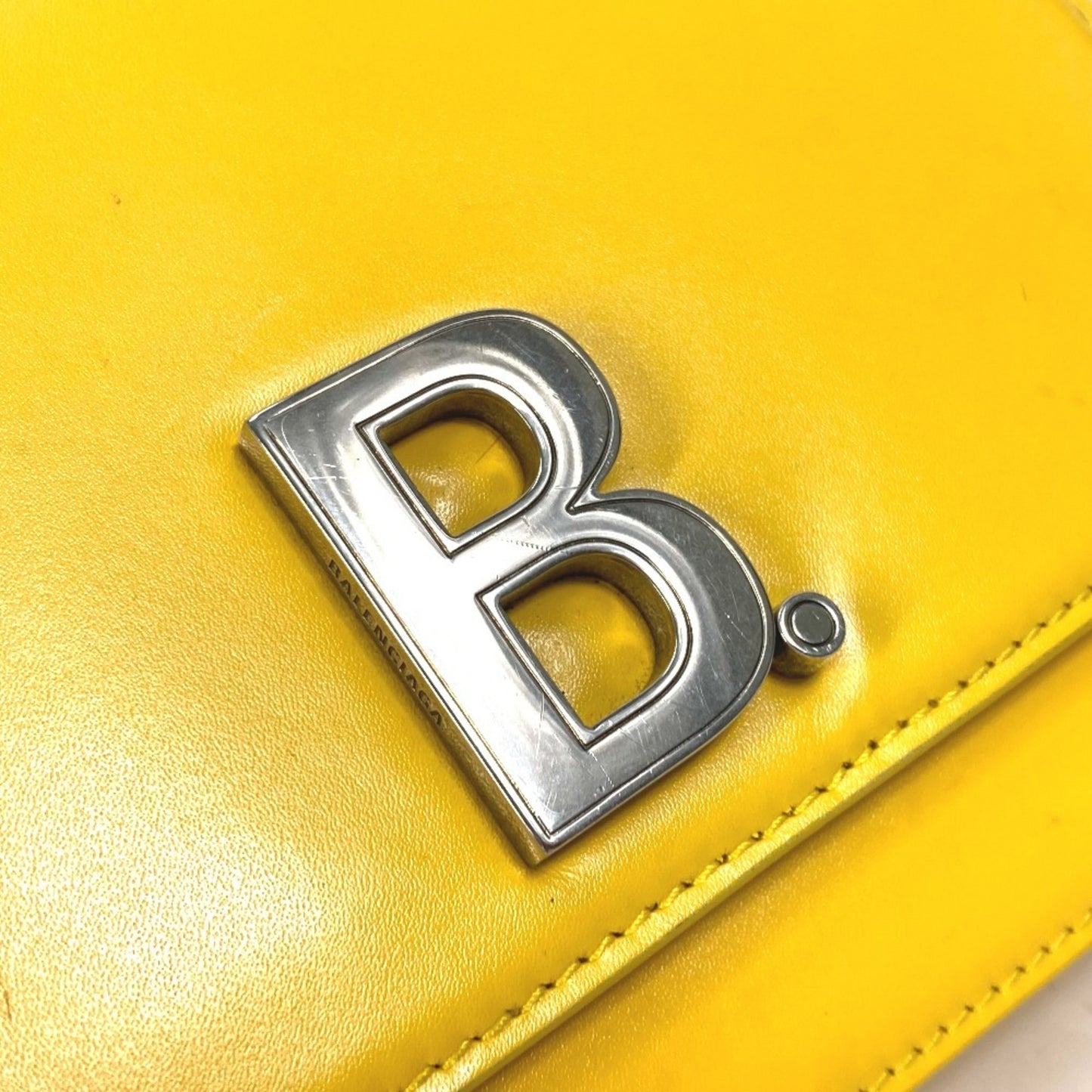 BALENCIAGA 592898 2-Way Clutch Bag with B Logo, Pochette, Shoulder Bag, Leather, Women's, Yellow