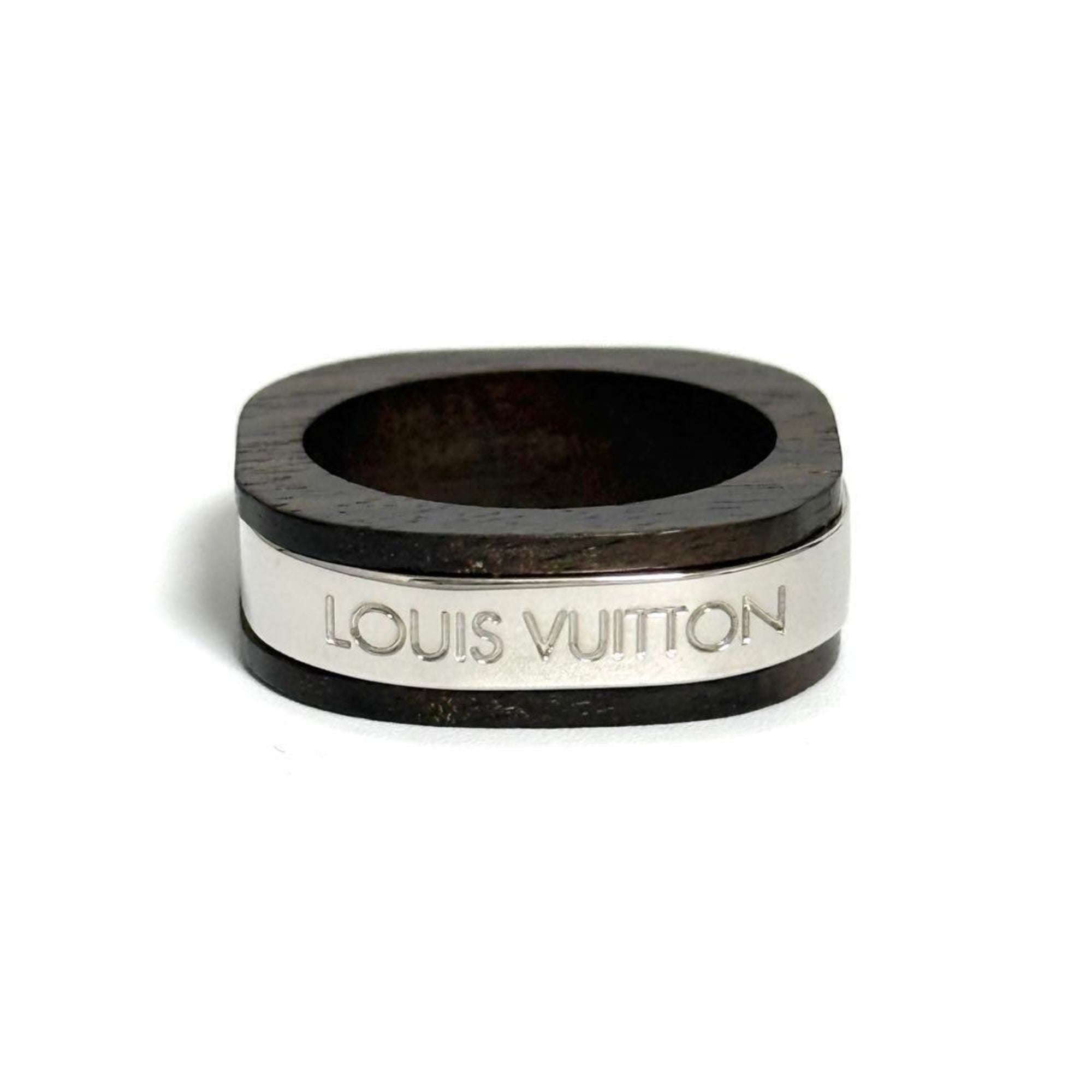 Louis Vuitton Men's Wood and Metal Square Ring — Like New