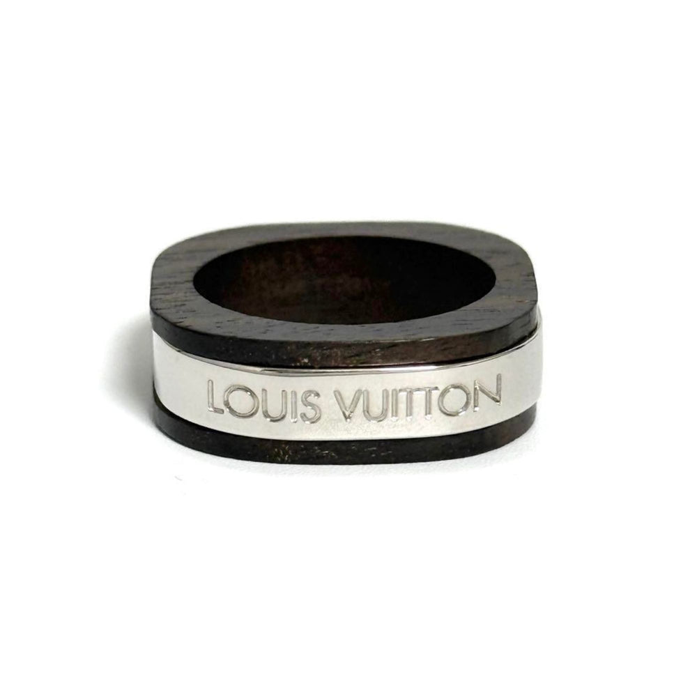 Louis Vuitton Men's Wood and Metal Square Ring — Like New
