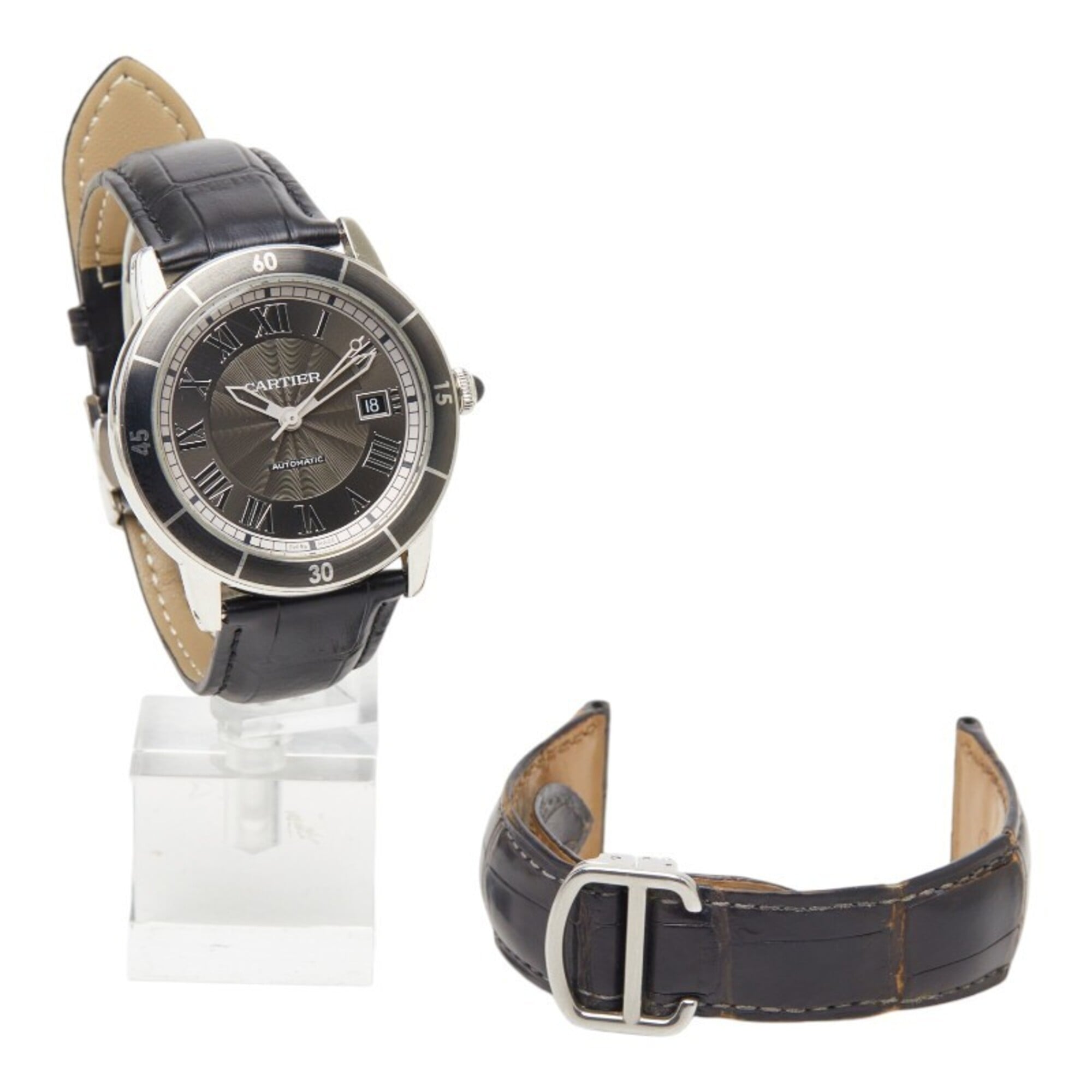 Cartier Ronde Croisière de automatic watch WSRN0003, gray dial, stainless steel, men's watch — Good