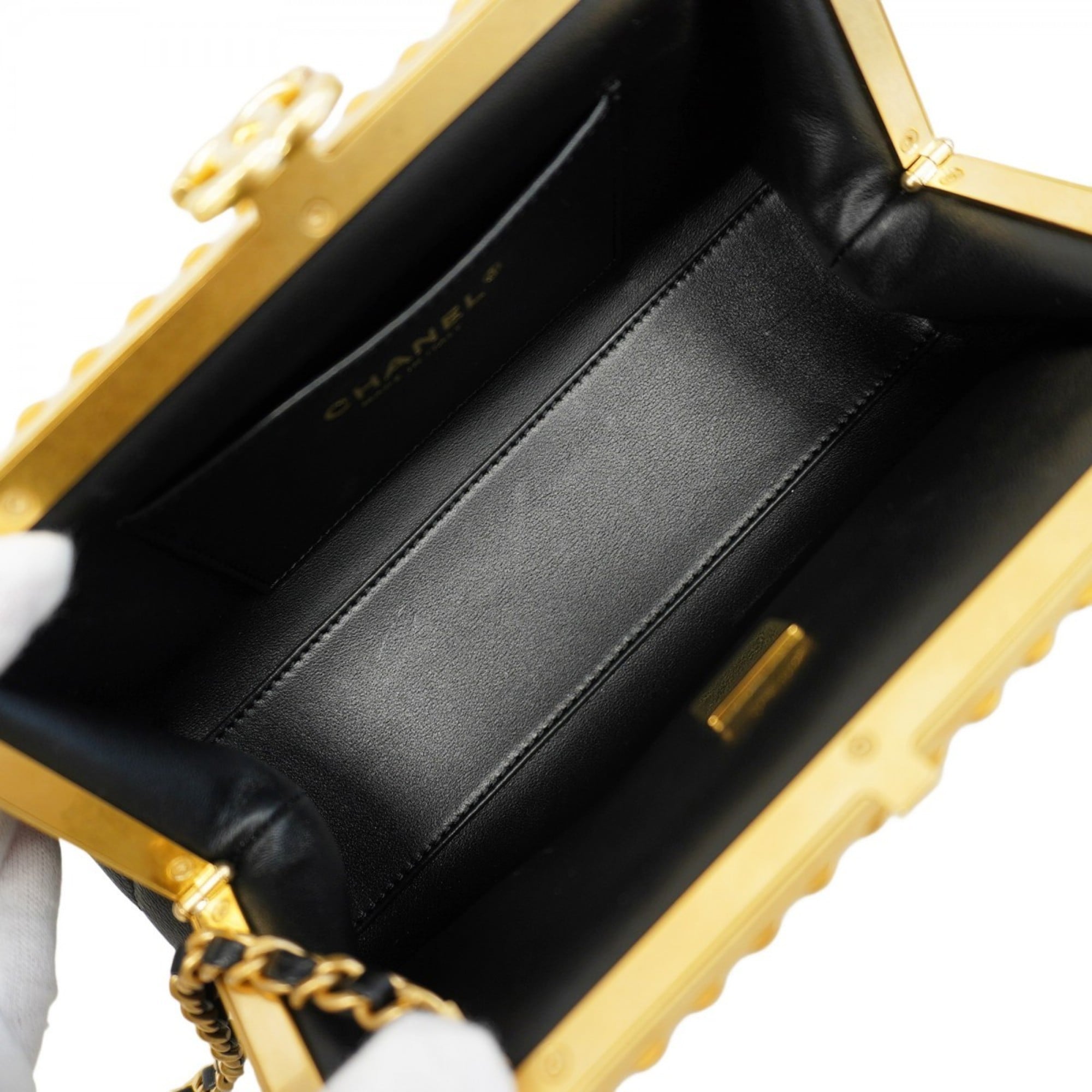 Chanel Matelasse Clutch Bag with Chain Shoulder Strap, Black Leather, 2-Way for Women