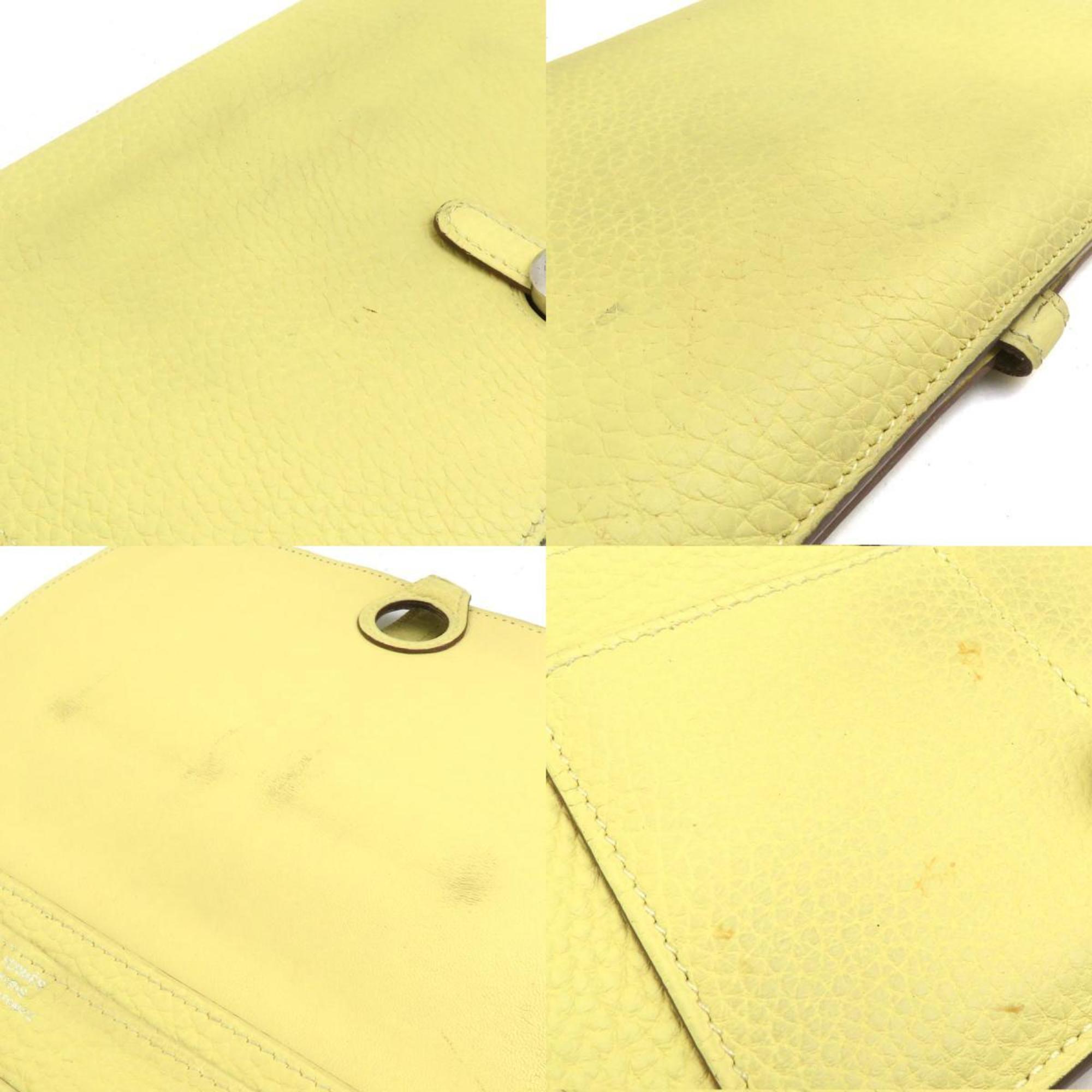 Hermes Hermès Dogon Duo Togo Jaune Poussin Long Wallet, Unisex, 56491a