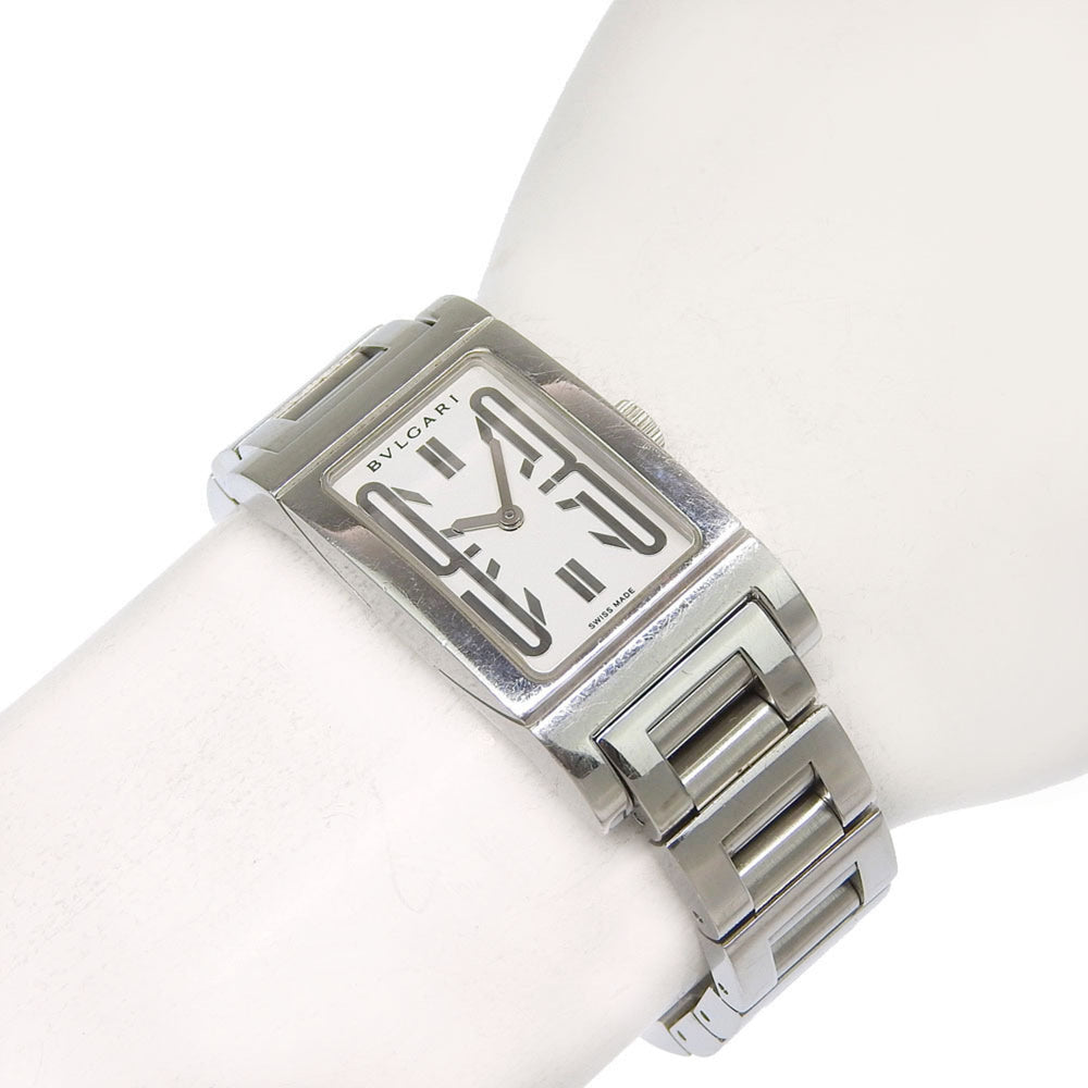 Bulgari BVLGARI Rettangolo RT39S Square White Dial Stainless Steel Quartz Battery Operated Women's Watch Approx. 38mm (height) x 21mm (width) — Good