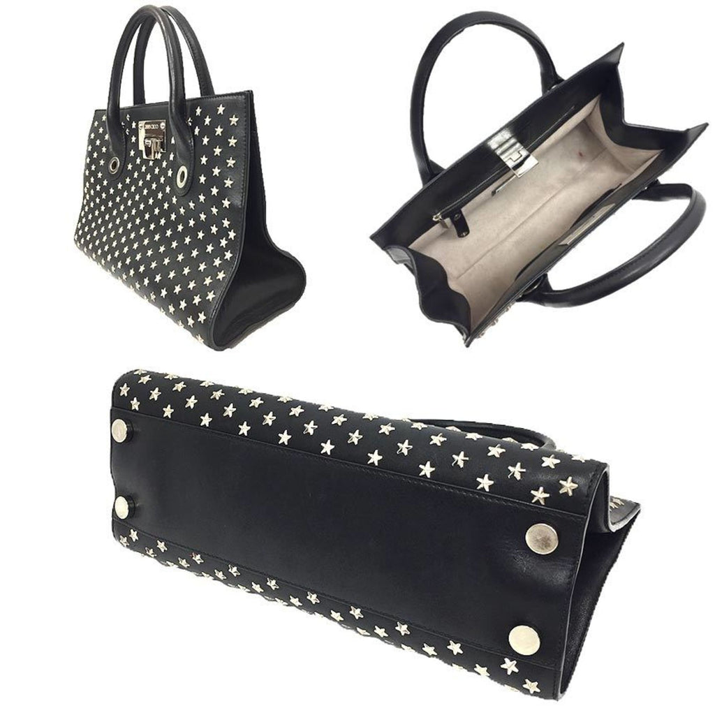JIMMY CHOO Riley tote bag in black with star studs. This Jimmy Choo is perfect for women.