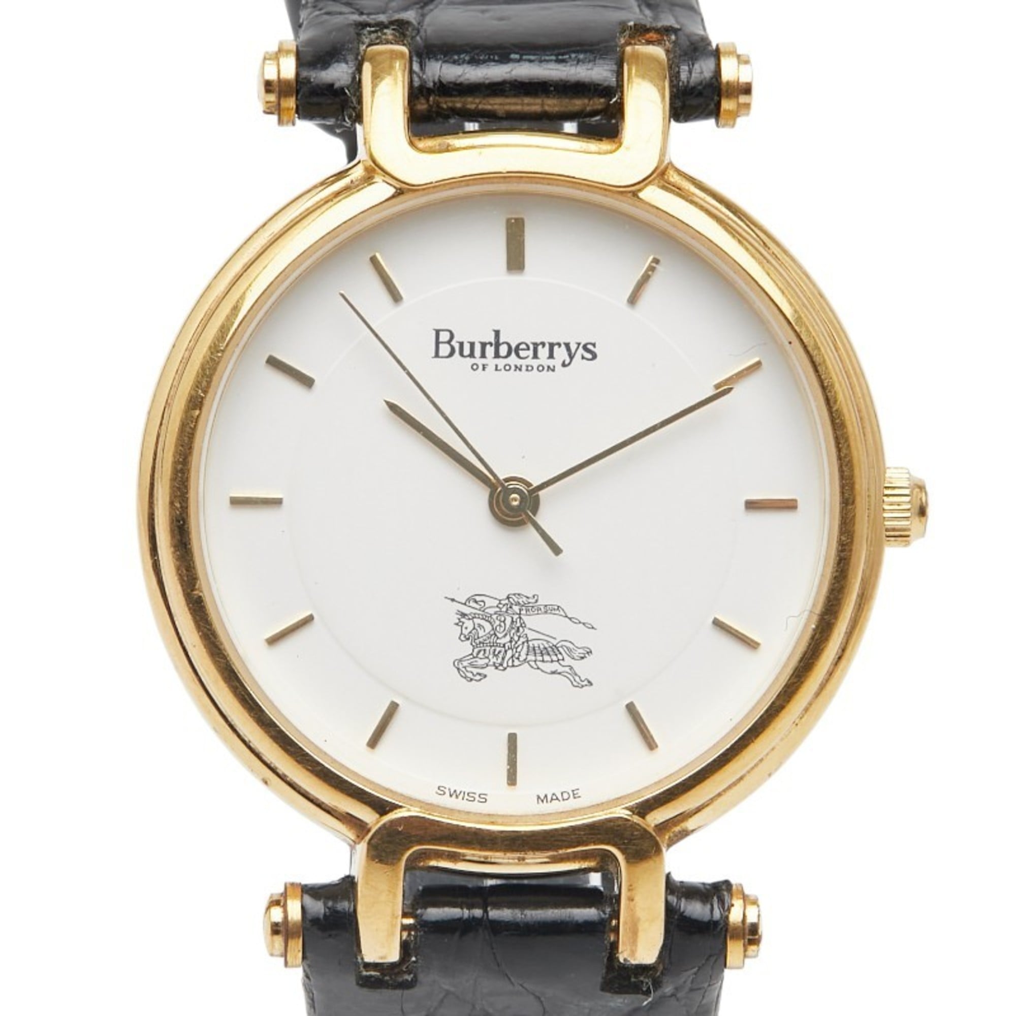 Burberry Logo Shadow Horse Watch 3200 Quartz White Dial Stainless Steel Leather Women's BURBERRY