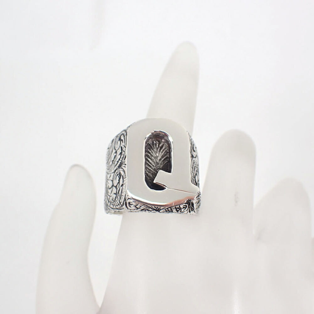 GUCCI Ag925 Alphabet Q Ring, Size 19 — Like New