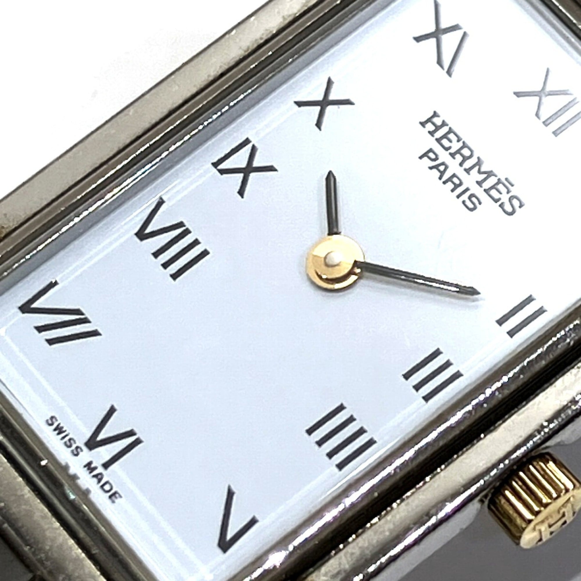 Hermes Croisière NB watch, total weight 43g, stainless steel, quartz movement, white dial, CR1.220 battery — Good