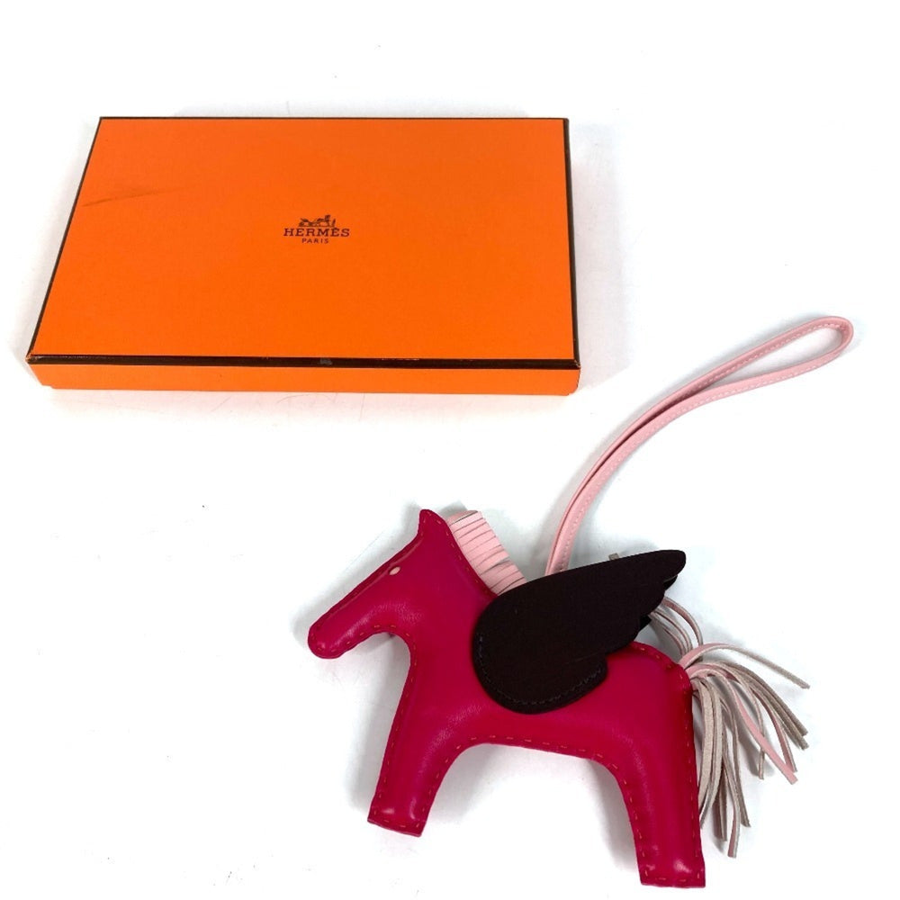 HERMES Horse Keychain Cheval Rodeo Pegasus MM Accessory Bag Charm Agneau Milo Men's Women's Pink — Like New