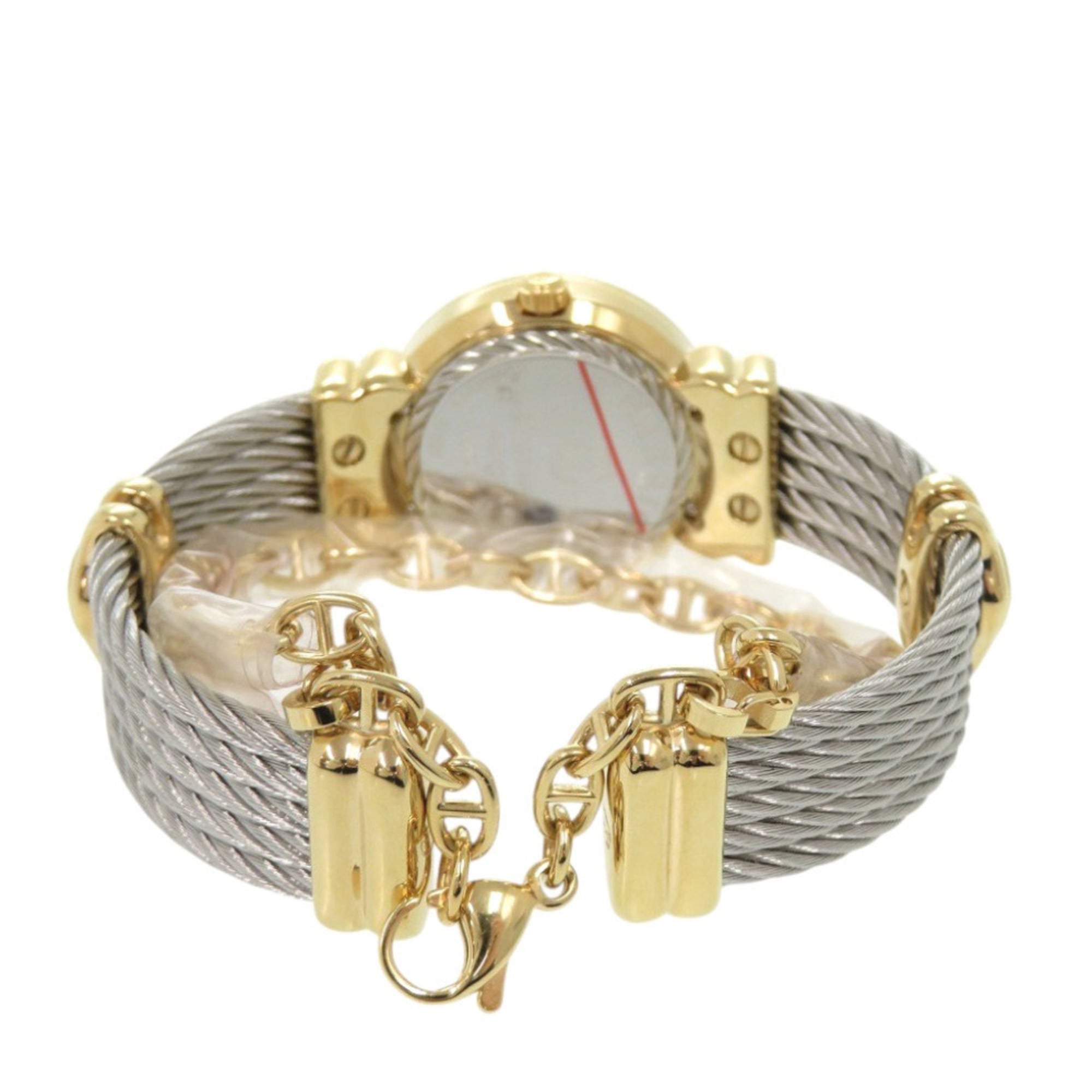 Unused Charriol Saint-Tropez 12-Piece Diamond Stainless Steel Watch with White Shell and Gold Dial, Quartz Movement, 0598 CHARRIOL — New - Store Return