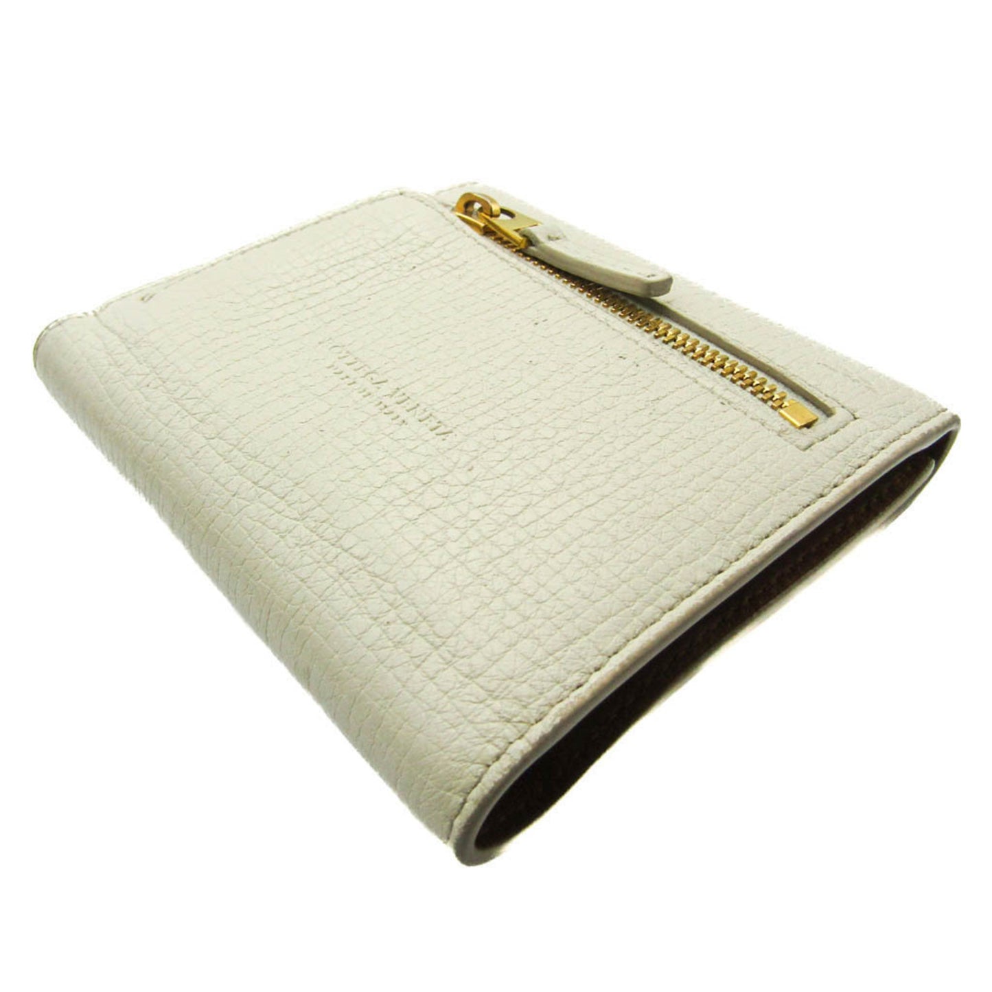 Bottega Veneta Palmerato 576637 Women's Leather Wallet (tri-fold) Off-white