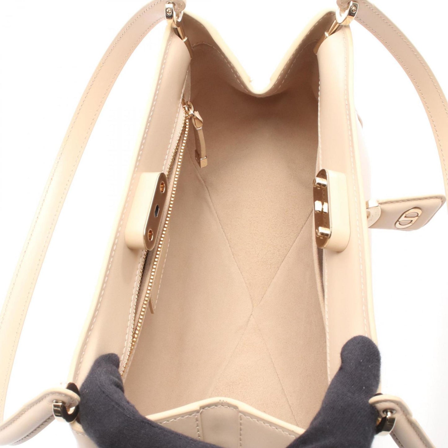 Christian Dior Dior CD logo handbag, leather, women's, beige