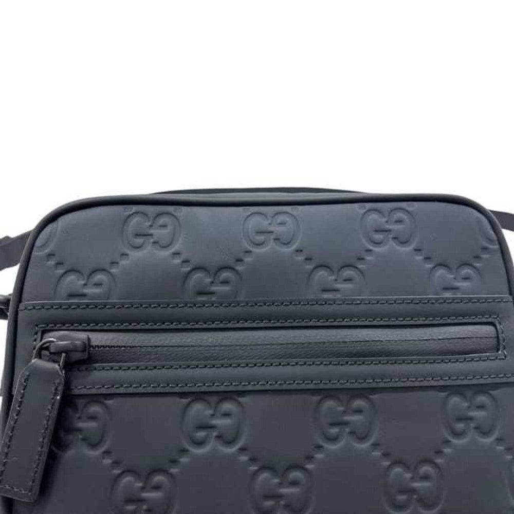 Gucci Shoulder Bag, Black GG 771321, Unused, Crossbody, Rubber Effect, 0416 GUCCI — Like New
