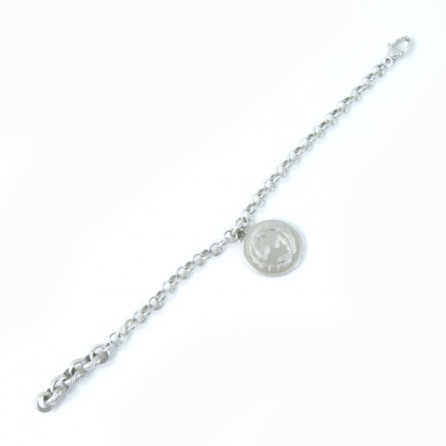 GUCCI BEE Coin Interlocking G Bracelet, 433499, Silver, AG925, Size 18, Made in Italy, Weight 13.2g, Women's