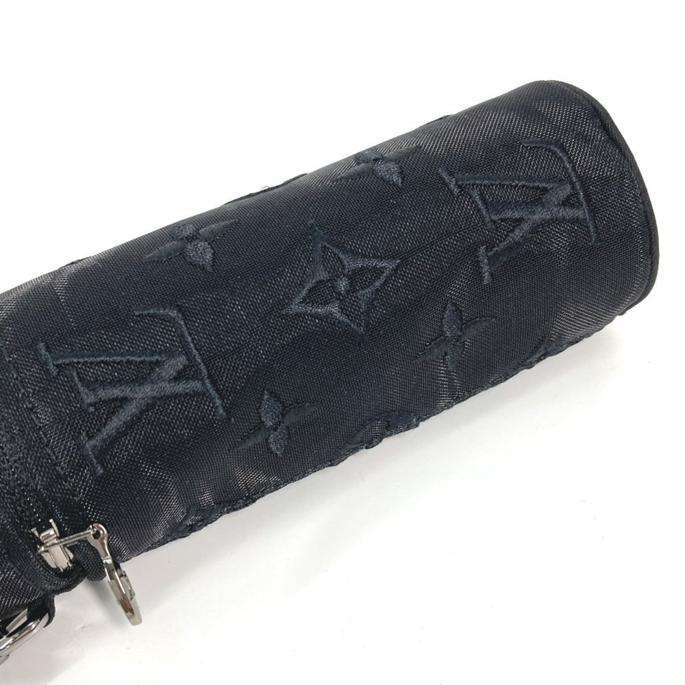 LOUIS VUITTON M77147 Monogram Mesh Pouch Only Cylinder Case Key Holder Bag Charm Cotton Polyester Women's Black — New - Store Return