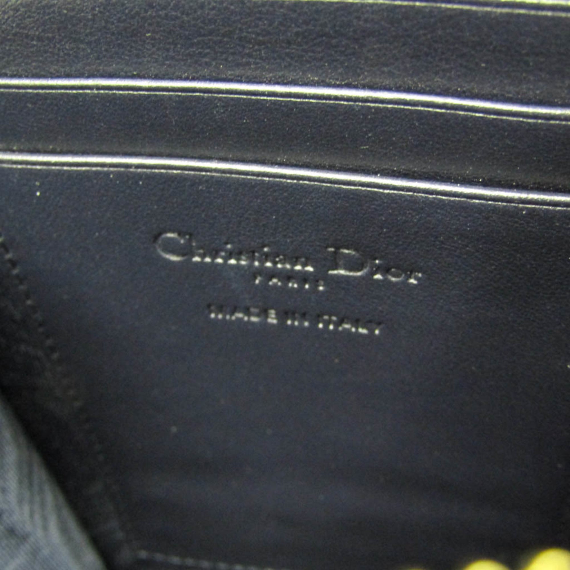 Christian Dior Lady Dior Phone Holder Women's Leather Pouch,Shoulder Bag Dark Navy,Red Color — Like New