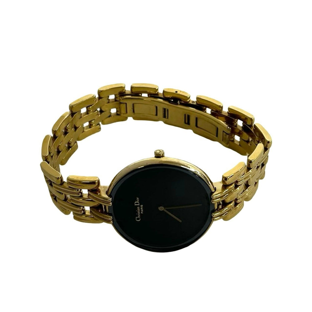 Christian Dior Vintage Baghira GP Quartz Watch Gold Black 38257 — Good