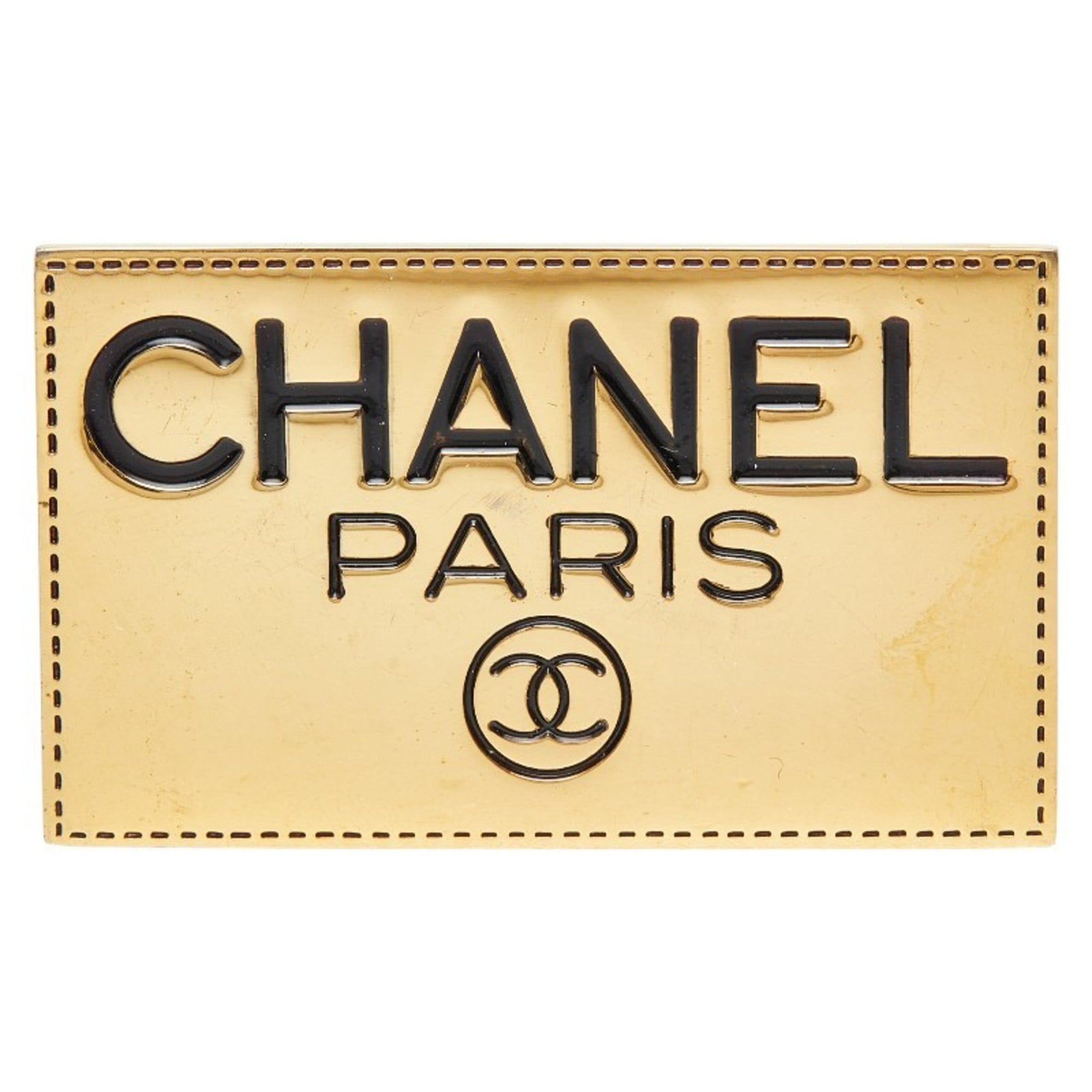 CHANEL Nameplate Motif Brooch Metal Women's